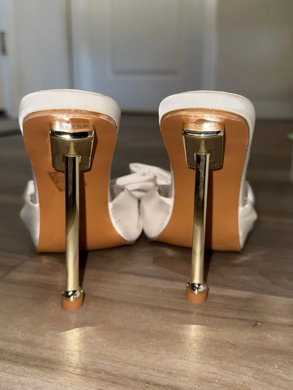 Elegant Ivory Bow Stiletto Mules